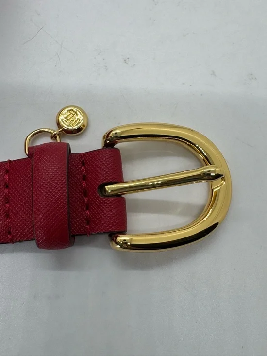 Ralph Lauren women's Charm Crosshatch Leather Belt Burgundy Red Size Small - Picture 5 of 9